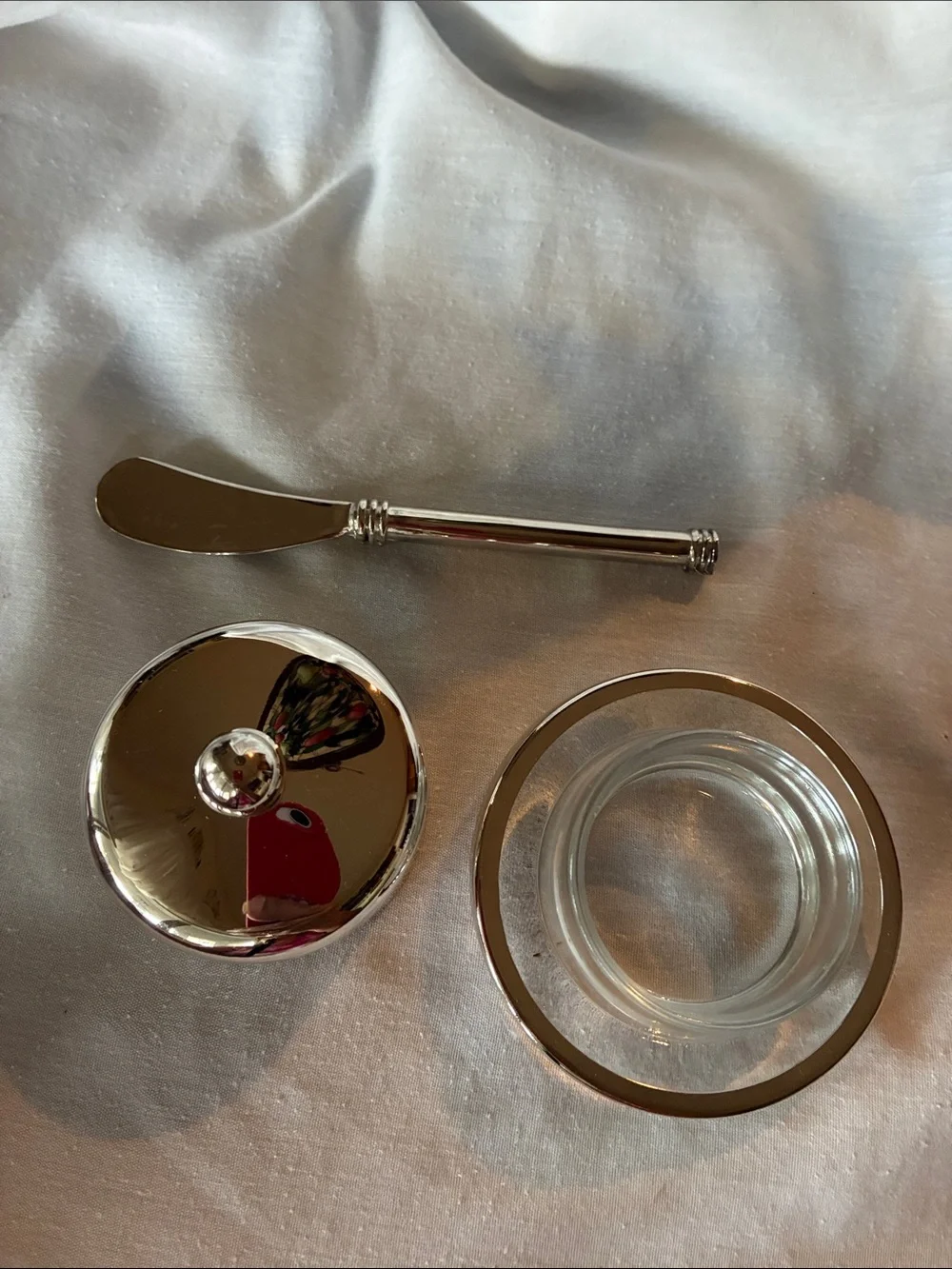 Studio Nova Silver Butter Dish Set with Spreader